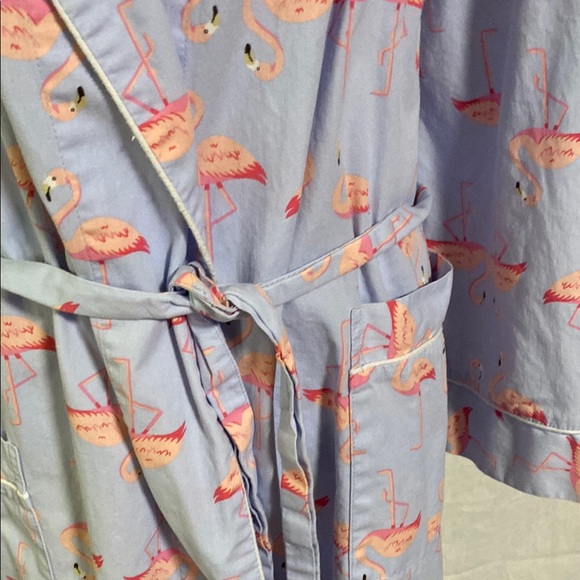 Women's Light Blue Flamingo Print Robe - Picture 6 of 12